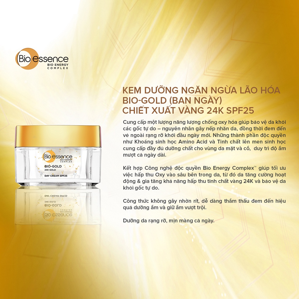 Kem dưỡng ngăn ngừa lão hoá ban đêm với tinh chất vàng 24K, cho làn da săn chắc sáng khoẻ Bio essence Bio-Gold 40g