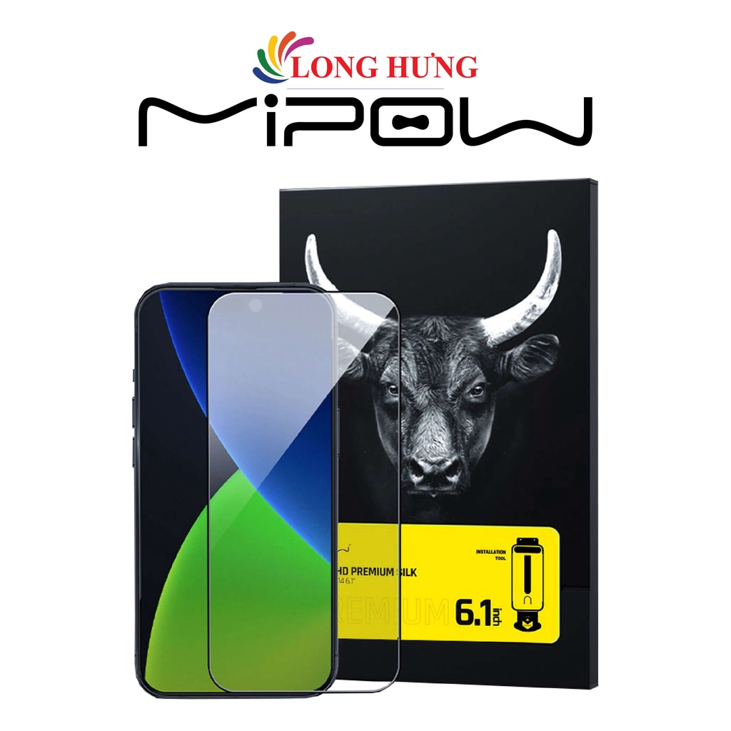 Dán màn hình cường lực Full viền MiPow Kingbull Ultra HD Premium-Silk iPhone 14 Series (có Kit dán) - Hàng chính hãng