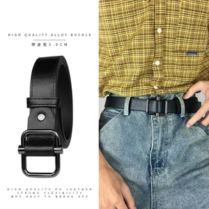 Thắt lưng - Dây nịch màu đen đơn giản hàn quốc dành cho nam và nữ mang đi học đi chơi