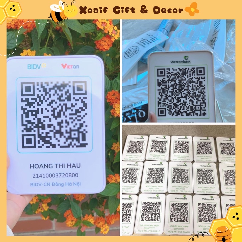 [Hoả tốc] Bảng in mã Qr code số tài khoản ngân hàng, khung gỗ bo viền ...