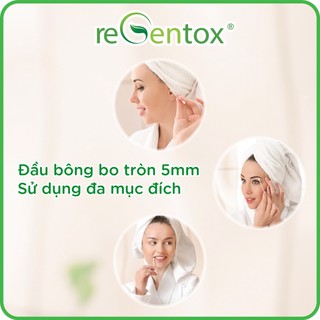Tăm Bông 2 Đầu reGentox Hộp Nhựa 200 Que/Hộp Chất Bông Tự Nhiên An Toàn Cho Da Nhạy Cảm Không Xù Bông