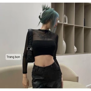 ÁO LƯỚI xuyên thấu dài tay cổ tròn quyến rũ