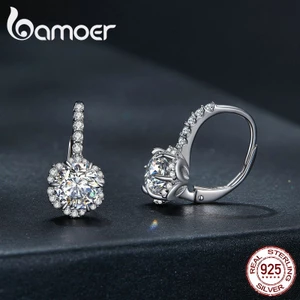 BAMOER Bông Tai bạc 925 1 ct Màu d vvs1 Cao Cấp Thời Trang Cho Nữ