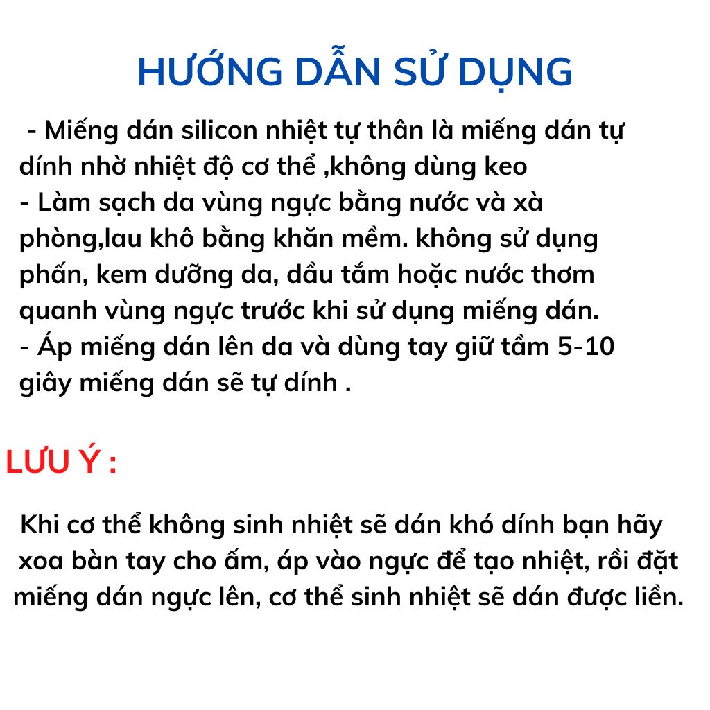 Miếng dán ngực nhiệt tự thân silicon không keo - Dán ti tàng hình không lộ viền dính tốt LANIXA D172