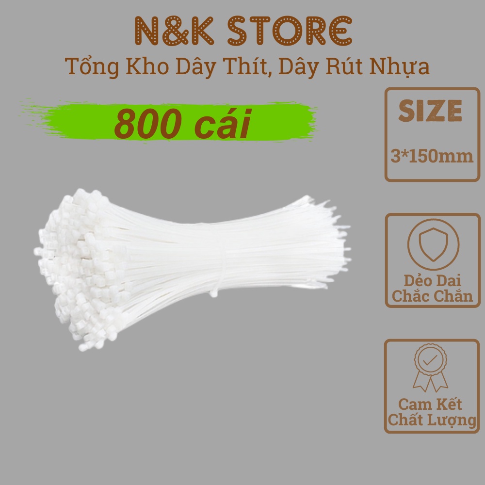 Túi 650c dây rút 3x150mm, dây thít nhựa dài 15cm, lạt nhựa dẻo dai