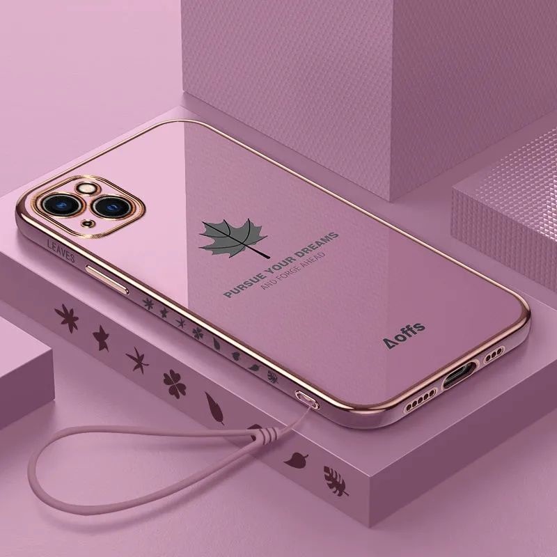 Ốp Điện Thoại Vuông Họa Tiết Lá Phong Sang Trọng Cho IPhone 11 11 Pro 11 Pro MAX 6 6s Plus 7 8 Plus SE 2020 X XS MAX XR 6Plus