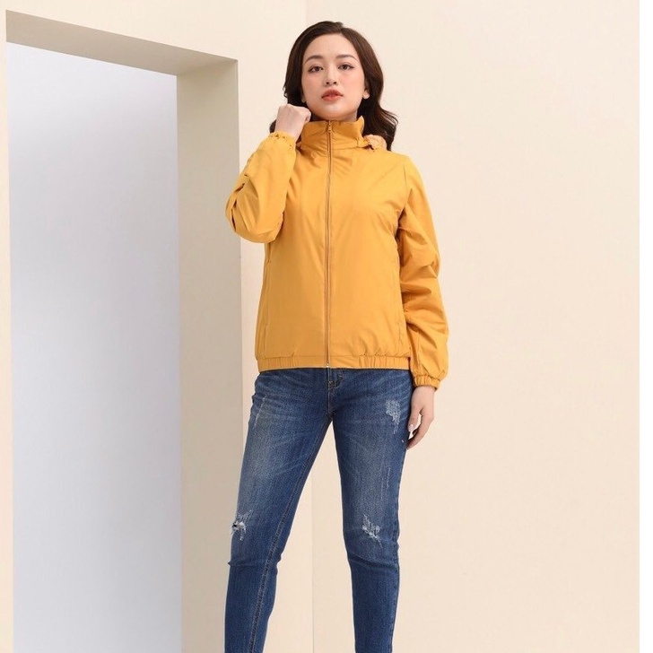 Áo khoác nữ lót lông áo gió dù lót lông cừu toàn thân ấm áp mùa thu đông đẹp chất vải tráng bạc kháng nước của nhà XUZI