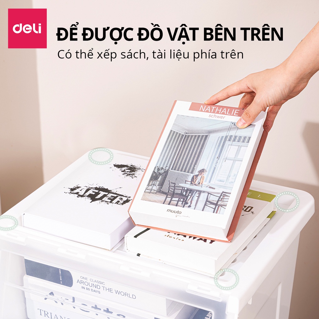 Hộp Đựng Quần Áo, Đồ Chơi Nắp Lật 3 Nấc Có Thể Xếp Chồng Siêu Tiện Gọn, Chịu Tải Tốt Hàng Chính Hãng Deli