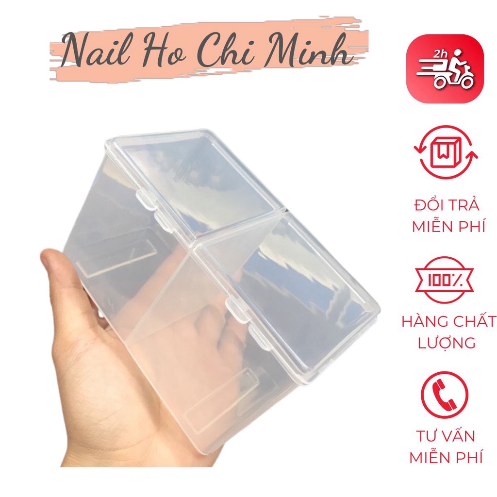 [Gía tốt] Hộp đựng giấy lau gel 2 ngăn có nắp - hộp nhựa đựng dụng cụ nail chuyên dụng
