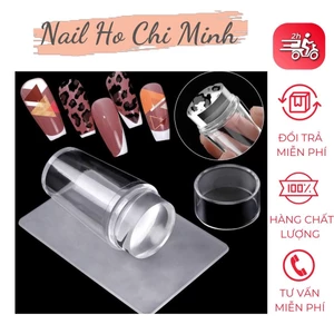 Con dấu in móng tay - đầu in nail silicone tạo phen đầu móng loại 1 trong suốt, chất mềm chuyên dụng(tặng kèm tấm gạt)