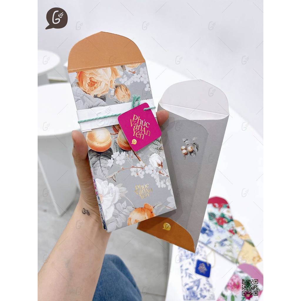Combo 4 set lì xì Phúc Vinh Khải Hoàn cao cấp Gác xép chất liệu Kraft nhật nhập khẩu họa tiết hoa văn vinatage Tết 2025