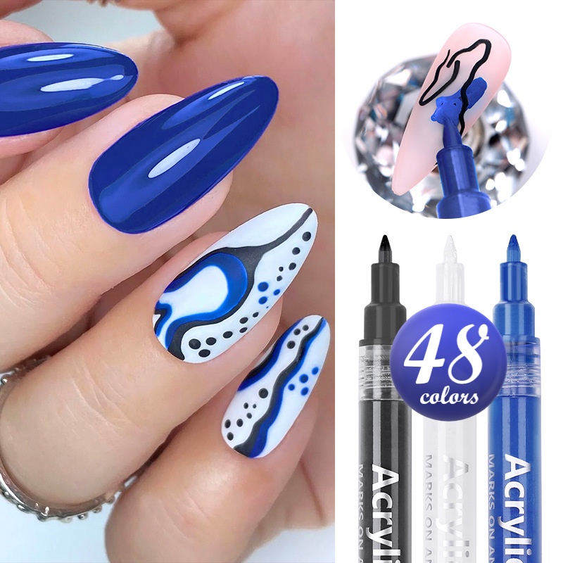 Bút vẽ nail móng tay chuyên dụng LI LƯ 48 màu neon 3D chống nước làm đẹp DIY nghệ thuật