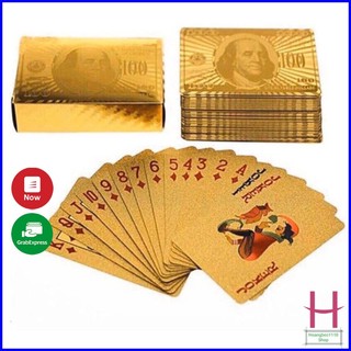 Bộ bài tây mạ vàng chống thấm nước,bộ tú lơ khơ hình 100 eu mang nhiều tài lộc,may mắn { H }