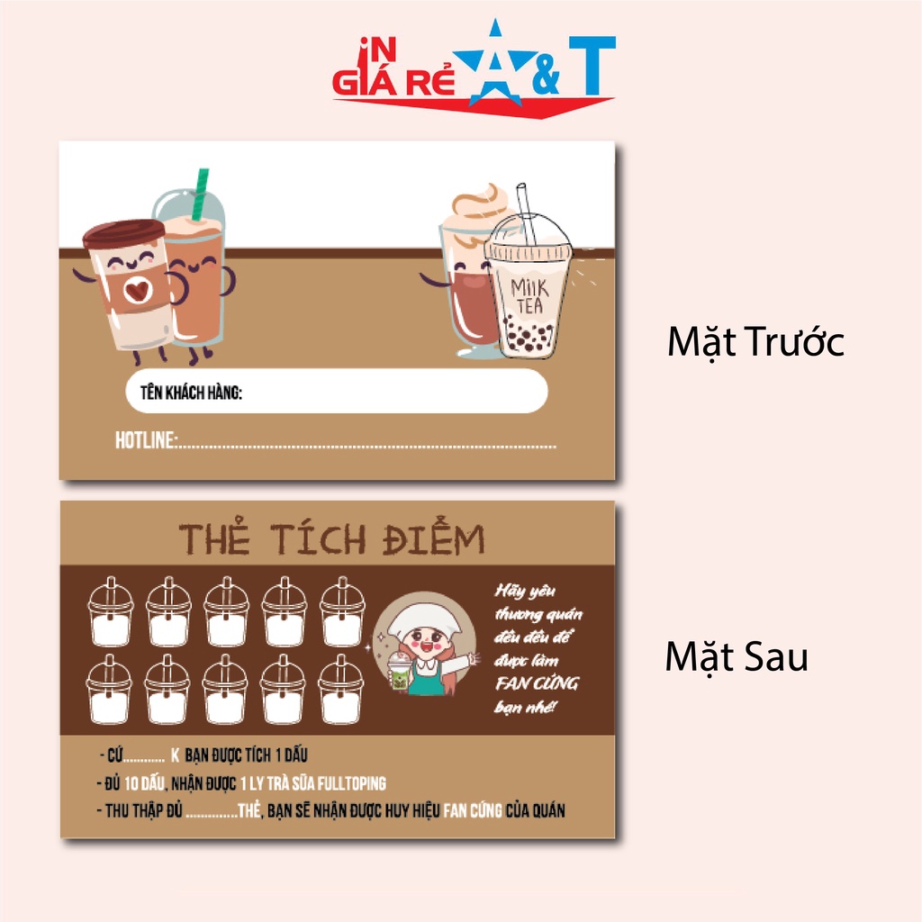 THẺ TÍCH ĐIỂM TRÀ SỮA - CARD TÍCH ĐIỂM COFFEE- PHIẾU TÍCH ĐIỂM