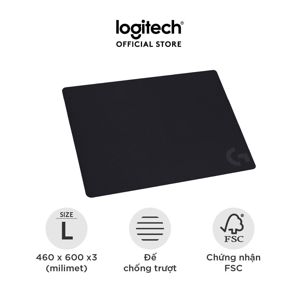 Bàn di Chuột chơi game Logitech G640 – Bề mặt vải, ma sát tốt, chống trượt, kích thước 460x400x3 (mm)