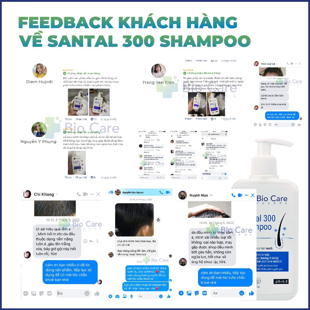 Ảnh Dầu Gội Dược liệu BIO CARE PHARMA giảm gàu , nấm ngứa da đầu Santal 300 Shampoo 200ml 4