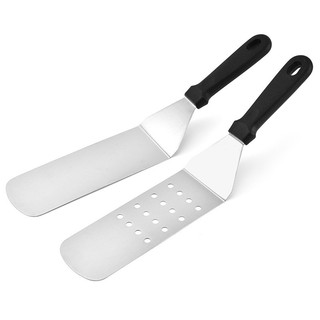 Xẻng Xúc Pizza Turners Bít Tết Chiên Teppanyaki Rò Rỉ Turners Bánh Xẻng Bếp Dụng Cụ Nướng Bánh Thép Không Gỉ