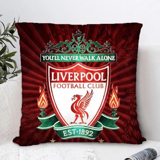 Vỏ gối Liverpool FC Logo Câu lạc bộ bóng đá Vỏ gối bằng vải Polyester in một mặt Sofa Đệm ô tô Văn phòng Vỏ gối trang trí tại nhà (Không có lõi gối)