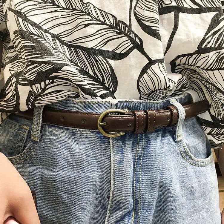 Ảnh Thắt lưng da PU AIJOLEN màu trơn thời trang vintage cho nữ 4