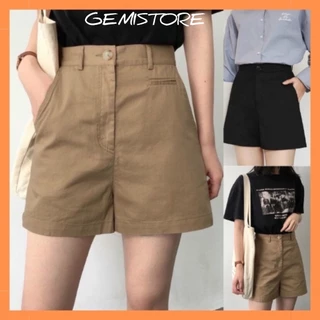 Quần Short Nữ kaki Túi Mổ Gemi Cạp Cao Tôn Dáng Phong Cách Hàn Quốc