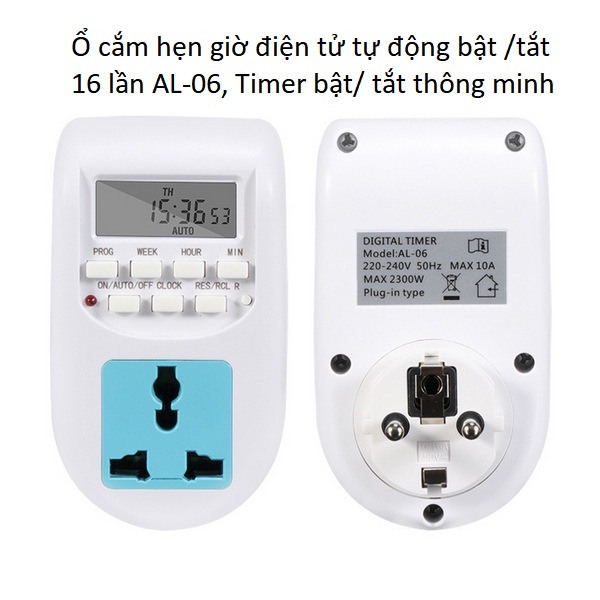 Ổ cắm hẹn giờ điện tử tự động bật /tắt 16 lần AL -06, Timer bật/ tắt ...