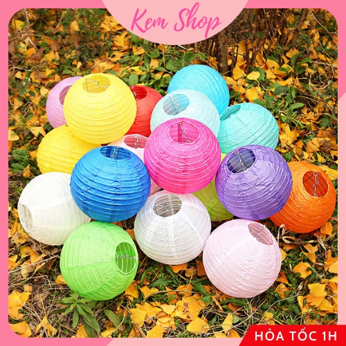 Đèn lồng giấy tròn nhiều màu trang trí Trung thu, lễ Tết năm mới - Kem Shop K39