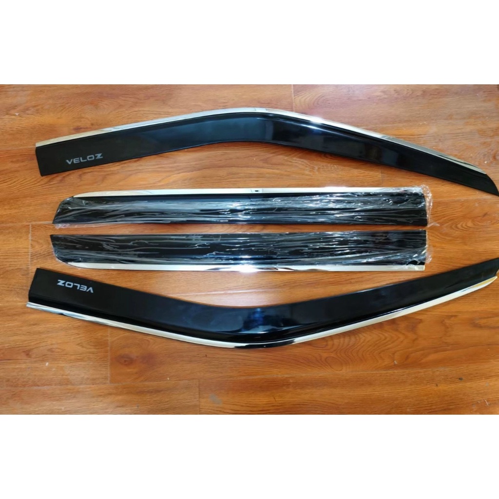 Bộ vè che mưa inox xe Toyota Veloz, Avanza 2022, Chất liệu nhựa ABS viền chỉ inox cao cấp