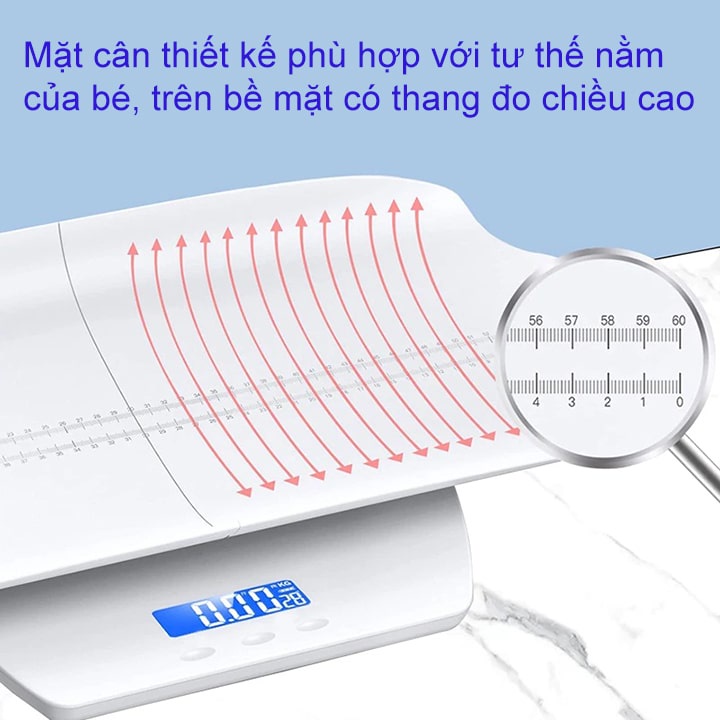 Cân Điện Tử Cho Bé Sơ Sinh Kết Hợp Đo Chiều Cao BABY SCALE Tải Trọng 100Kg
