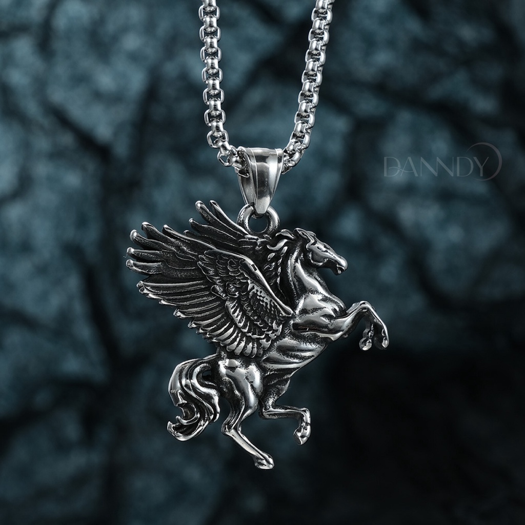 Dây chuyền nam titan cao cấp,vòng cổ nam cá tính không gỉ,dây chuyền phong cách quý tộc mặt pegasus| Fancy.
