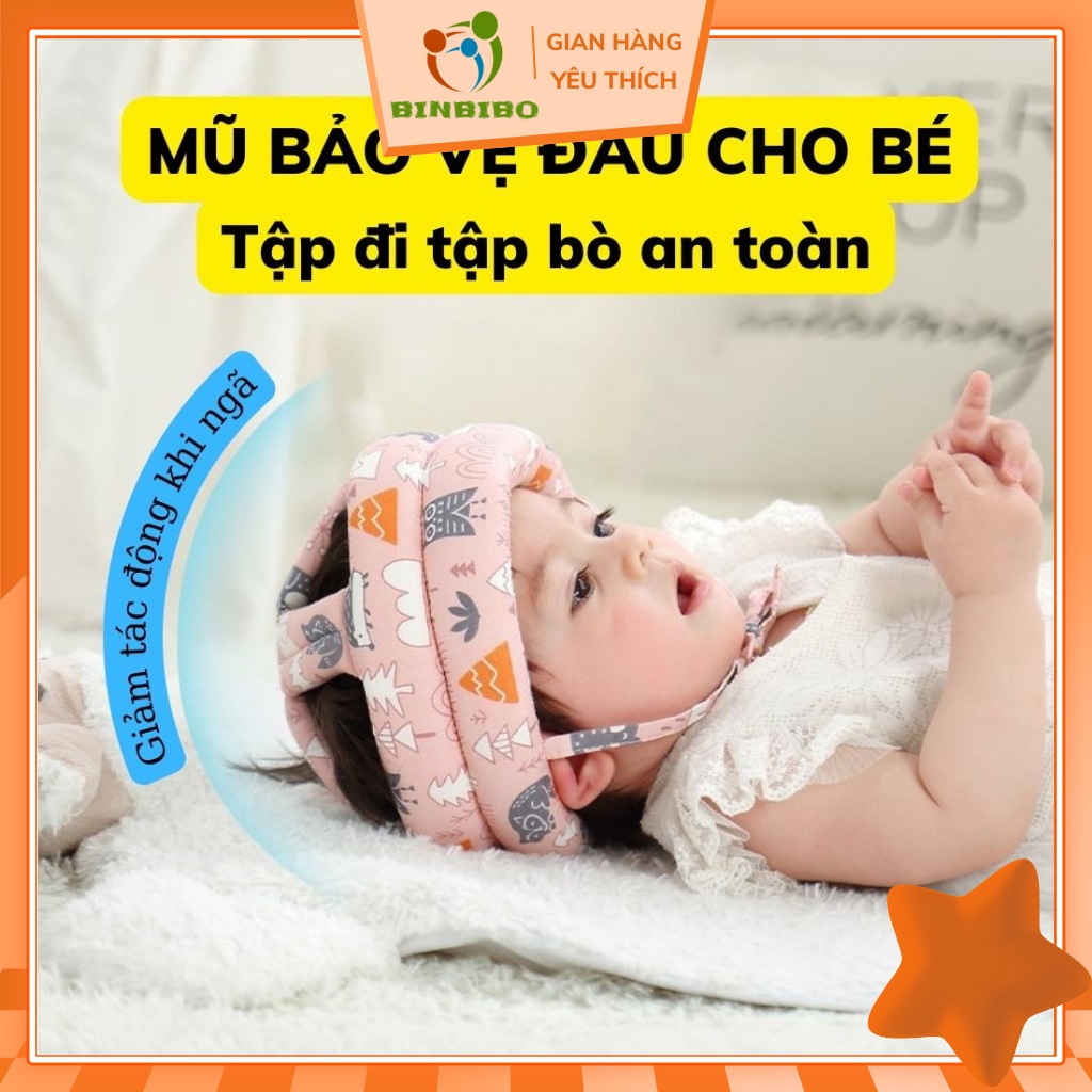 Mũ bảo vệ đầu cho bé tập đi tập bò an toàn - Binbibo