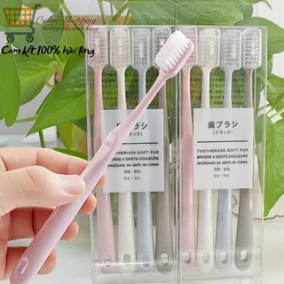 Set 4 Bàn Chải Đánh Răng Lông Mềm Có Hộp Bảo Vệ , Thích Hợp Đi Chơi , Du Lịch