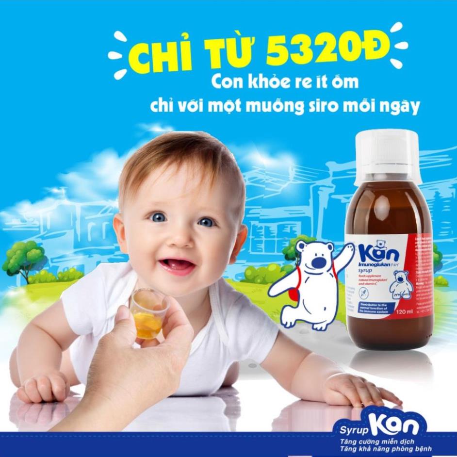 Siro Kan ImunoGlukan hỗ trợ miễn dịch nâng cao sức đề kháng cho bé - chai 120ml