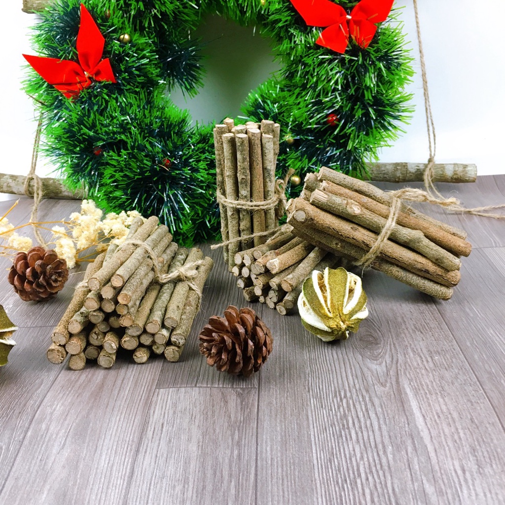 Bó củi khô tự nhiên 10cm mini decor trang trí noel trang trí góc bàn ...