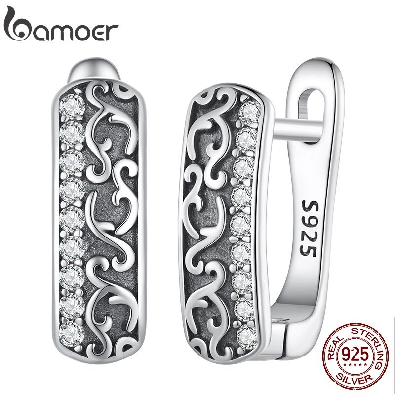 Bamoer Bông Tai Bạc 925 Hoạ Tiết Cổ Điển Cho Nữ