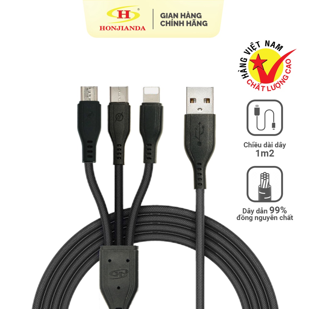 Dây cáp sạc USB đa năng 3 trong 1 (Type C/Micro USB) chính hãng ...
