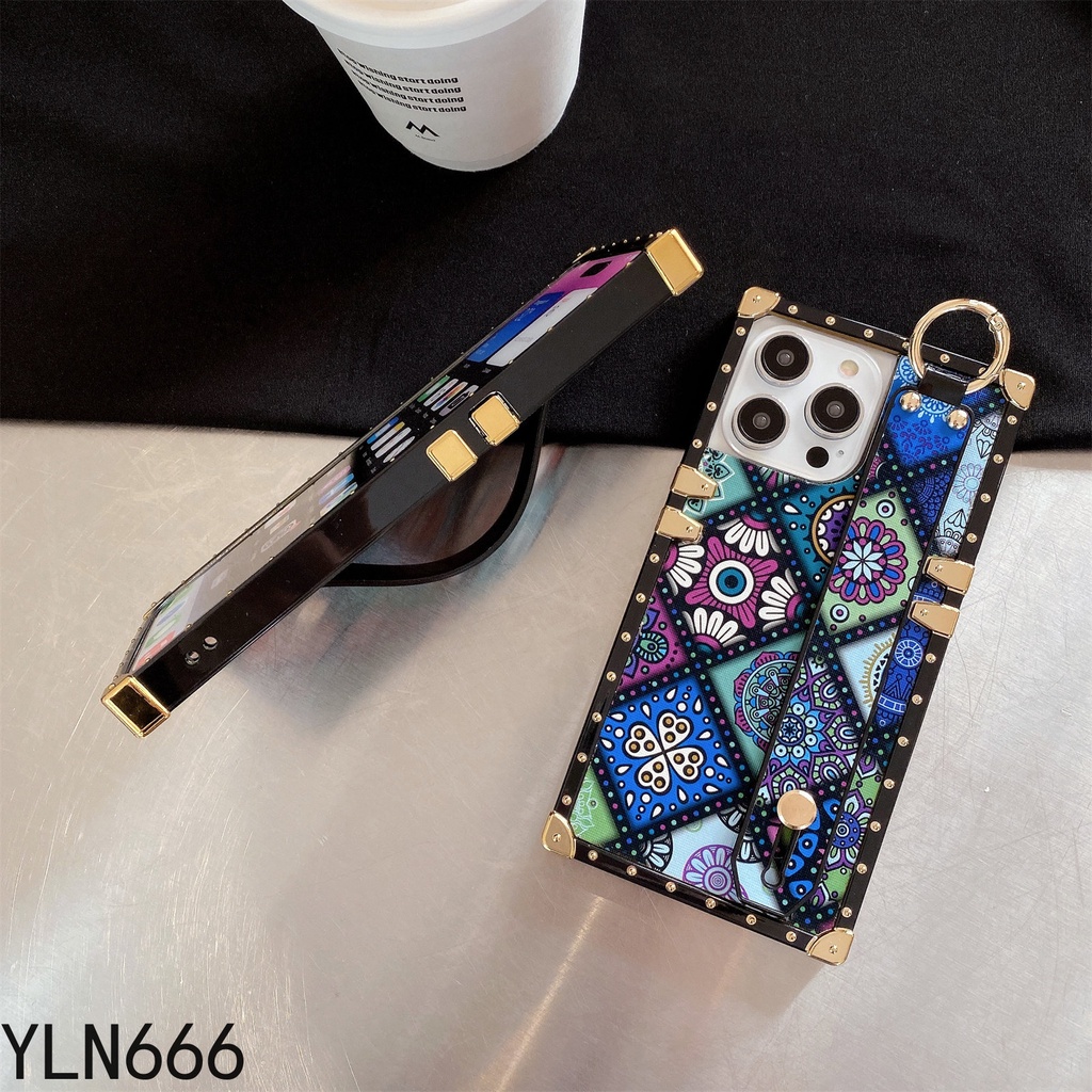 OPPO A15 A15S A74 F19 A94 A95 F19Pro A55 A54 A16 A53 A53S A54S Reno 6 5 4 Pro 4 5F Realme V11 C15 C12 C25 Cổ Điển Sang Trọng Phong Cách Đơn Giản Với Dây Đeo Cổ Tay Vỏ Điện Thoại Thời Trang de