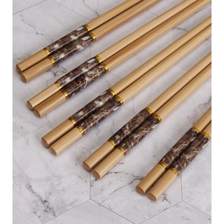(Set 10 đôi) Đũa Gỗ Cao Cấp Viền Vân Đá Đẹp Mắt