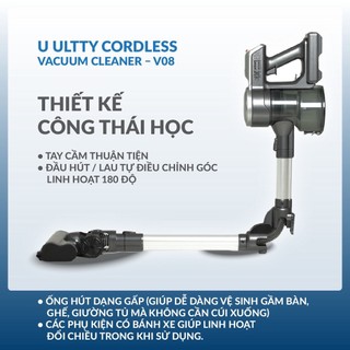 Máy Hút Bụi Lau Nhà Cầm Tay Không Dây Thông Minh ULTTY V08 6in1, Công Suất Hút Mạnh, Bảo Hành 2 Năm