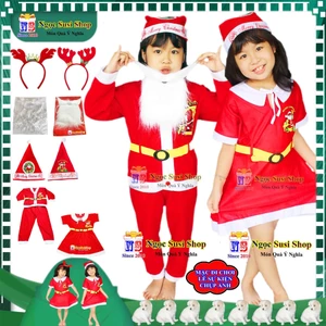 BỘ ĐỒ ÔNG GIÀ NOEL CHO BÉ CHO BÉ TRAI ĐẦM CHO BÉ GÁI ( Từ 1 - 11 Tuổi ) - CHẤT LIỆU VẢI NỈ GIÁ SỐC