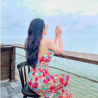 BIKINI 1 MẢNH KÈM VÁY MAXI HỌA TIẾT HOA HỒNG-BIKINI STORE