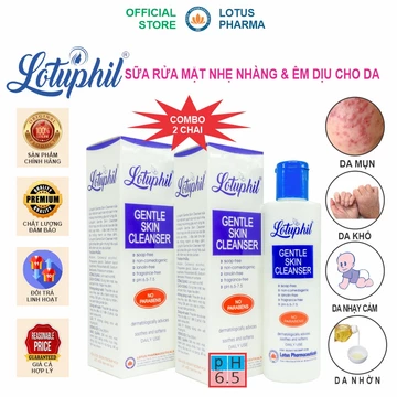 COMBO 2 Chai Sữa rửa mặt Lotuphil 250ml Sữa rửa mặt dịu êm, ngăn ngừa mụn, thích hợp cho da nhờn, da khô, da nhạy cảm.