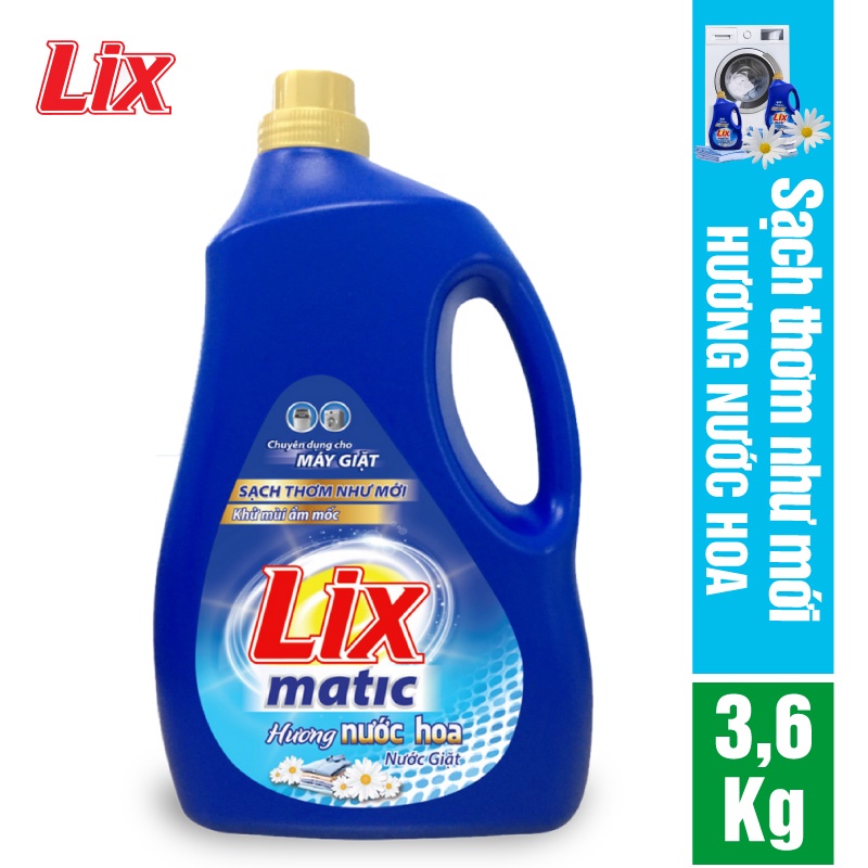 [Mã BMLTA35 giảm đến 35K đơn 99K] Nước giặt LIX matic hương nước hoa 3.6kg NGM40 - Dùng cho máy giặt cửa trước