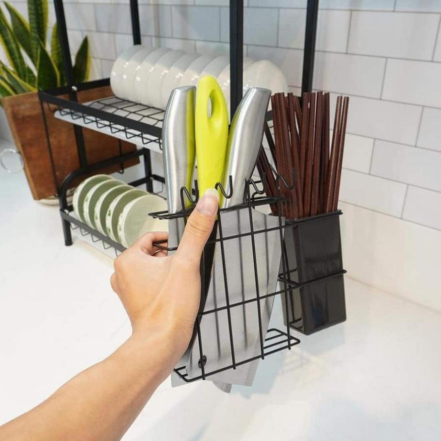 Giá để bát đĩa sinh viên, kệ chạn úp chén, kèm ống đũa đa năng và 2 khay hứng nước