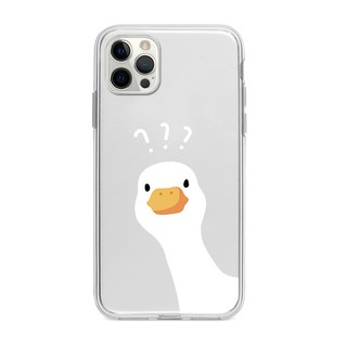 Ốp iphone - Ốp lưng iphone trong suốt cạnh vuông bảo vệ camera vịt trắng dành cho ip 6 đến 16promax - u029