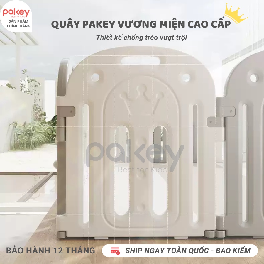 Quây Cũi Nhựa PAKEY Crown Nhật Bản 2026 Tặng Cột Bóng Rổ+ Thảm + 100 Bóng - Quây Nhựa Nguyên Sinh An Toàn Cho Bé