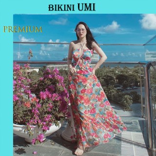 BIKINI 1 MẢNH KÈM VÁY MAXI HỌA TIẾT HOA HỒNG-BIKINI STORE