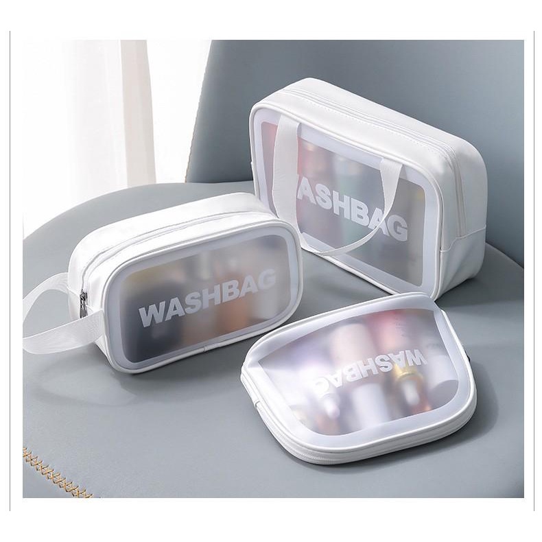 Combo Túi đồ cá nhân trong suốt washbag GINCEVHY nhựa PVC 3 màu M.E.N đi biển du lịch (ĐÚNG HÌNH)