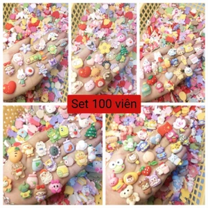 set 50,100 charm 3d nổi dùng làm kẹp , ốp điện thoại , slime