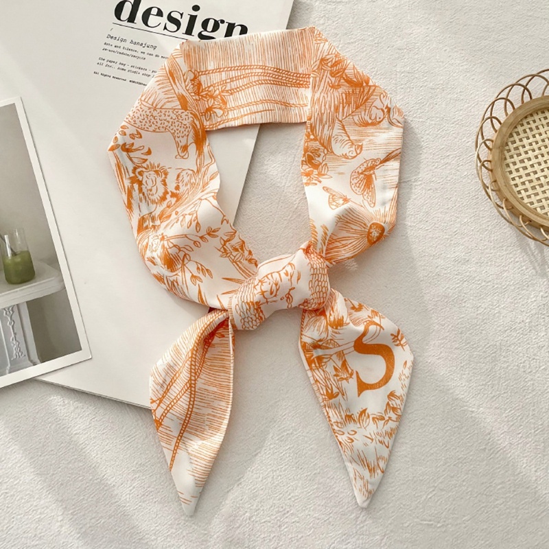 Vic Skinny Scrunchies Satin Chữ Tóc Bandana Ruy Băng
