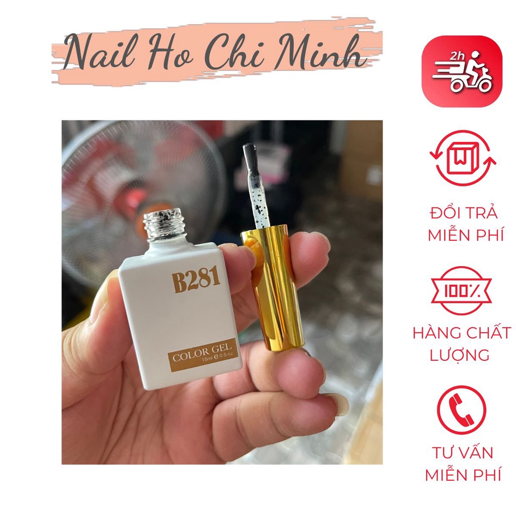 Sơn gel đen, trắng, trắng gạo, cút lộn B281 chính hãng lên màu chuẩn (15ml)